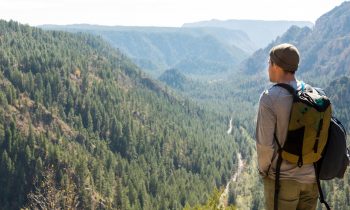 Man looking into valley